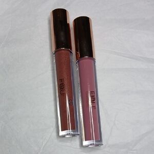 For You Pumping Lip Gloss Duo - Rich Shimmery Brown and Soft Pink